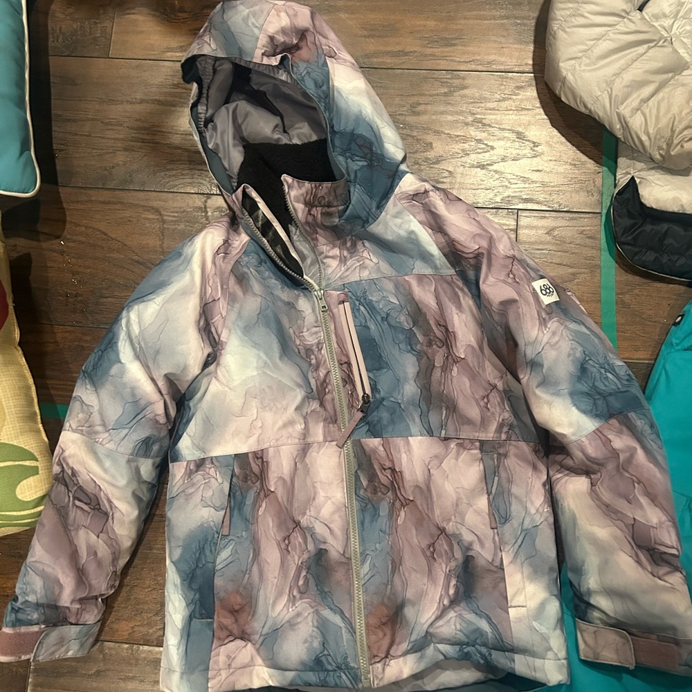 686 Kids' Teal and Purple Hooded Hooded Ski/Snow Jacket